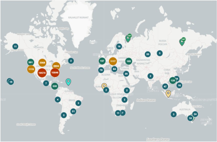 Number of Bitcoin ATMs in the world